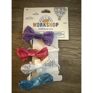 NEW Set of (4) Build A Bear Workshop Sparkle Bows Accessory Preppy Girly Bow Tie